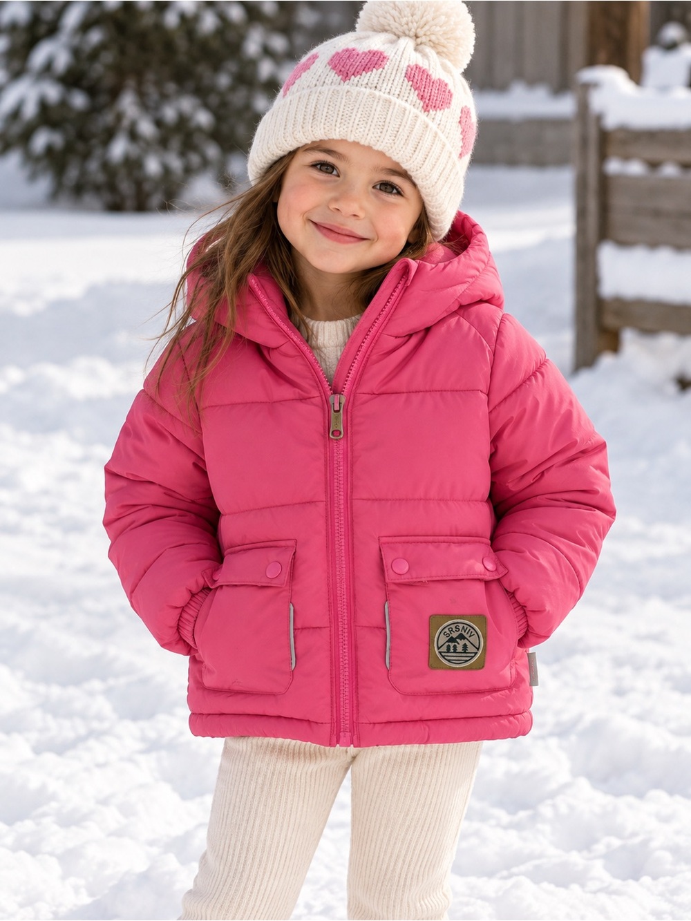 Souris Mini Kids Pink Puffer Jacket with Hood size 5 T